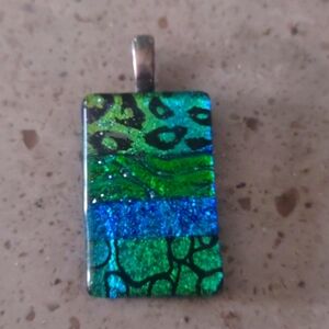 Dichroic Glass Necklace Pendant.